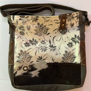 Myra Bag Floral Crossbody in Cream and Brown